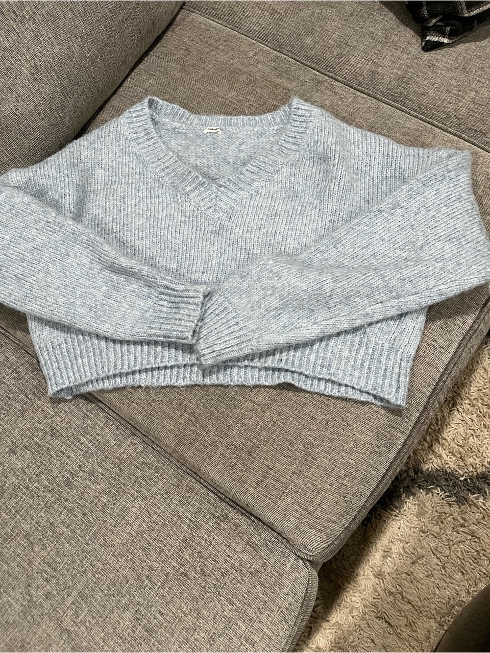 Garage Light Blue V-Neck Cropped Women's Sweater